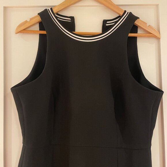 Banana Republic Black Dress Size 4 Petite White Stripe Neck Detail - Picture 4 of 16
